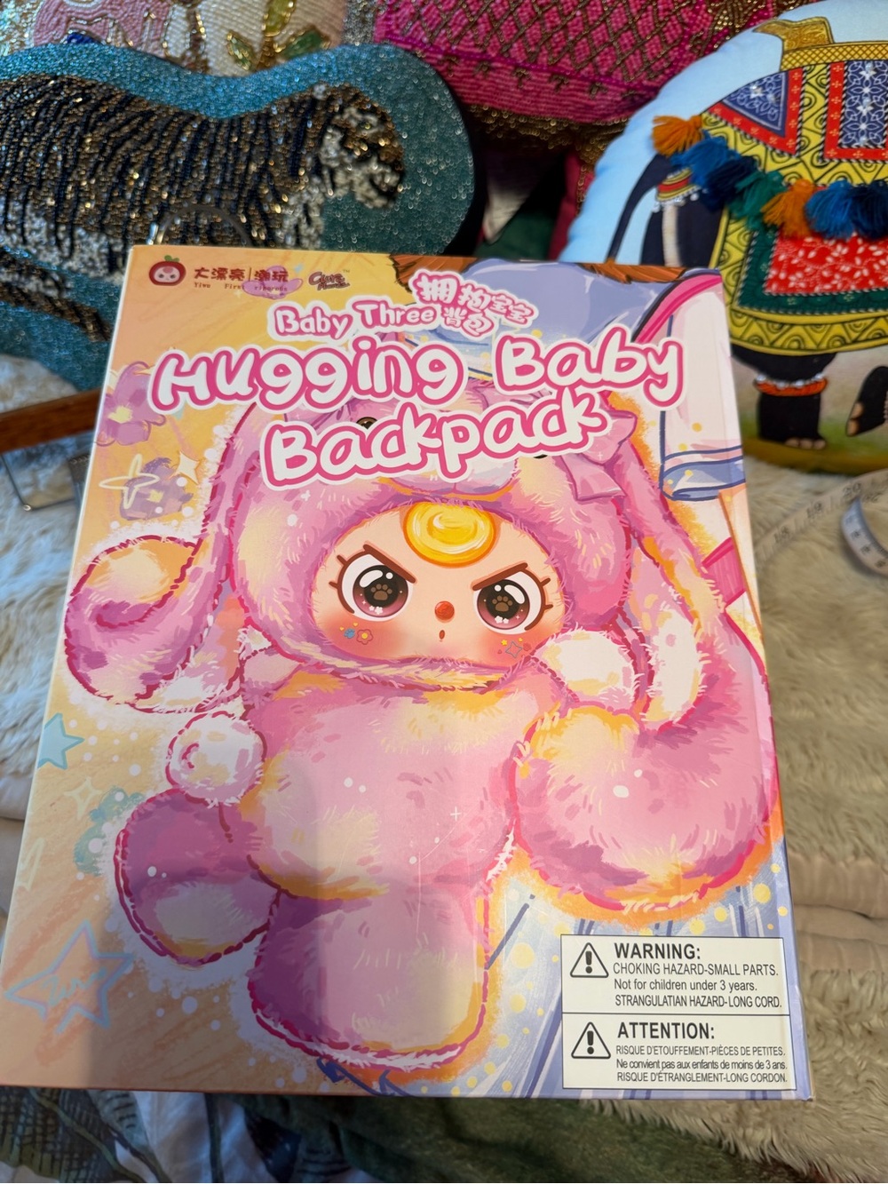 Hugging Baby Backpack Plush Toy - Pink by Baby Three